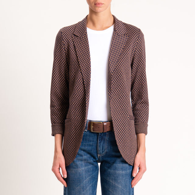 Zeroassoluto-Giacca JIN elasticizzata - rombo lurex blu/cuoio