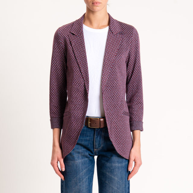 Zeroassoluto-Giacca JIN elasticizzata - rombo lurex vino/grigio