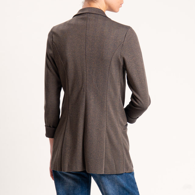 Zeroassoluto-Giacca JIN elasticizzata - spinata lurex oliva/blu