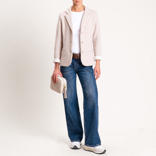 Zeroassoluto-Giacca JOY tessuto in maglia - casha/gesso