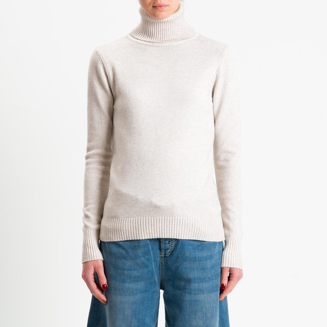 Zeroassoluto-Maglia collo alto doppio filo bordi a coste - cacha