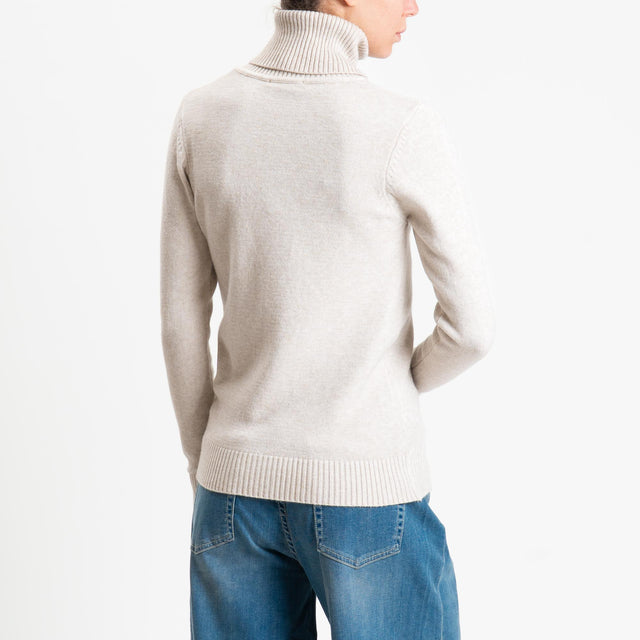 Zeroassoluto-Maglia collo alto doppio filo bordi a coste - cacha