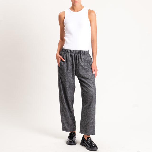 Zeroassoluto-Pantalone LIA baggy elastico in vita - antracite melange