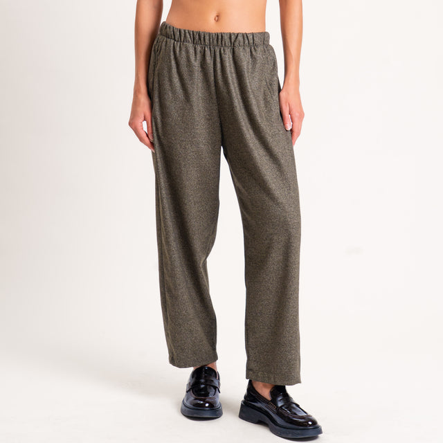 Zeroassoluto-Pantalone LIA baggy elastico in vita - militare melange