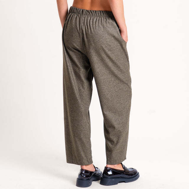 Zeroassoluto-Pantalone LIA baggy elastico in vita - militare melange