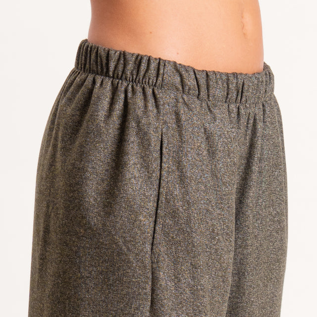 Zeroassoluto-Pantalone LIA baggy elastico in vita - militare melange