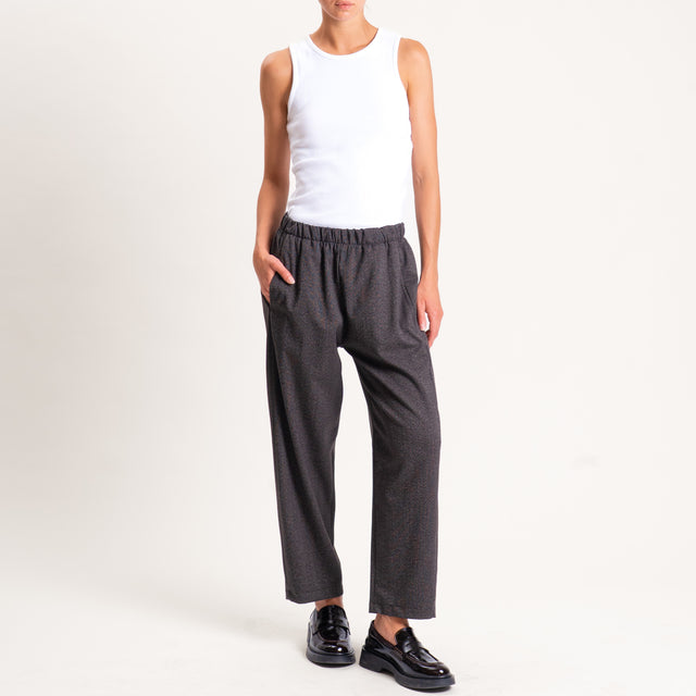 Zeroassoluto-Pantalone LIA baggy elastico in vita - moro melange