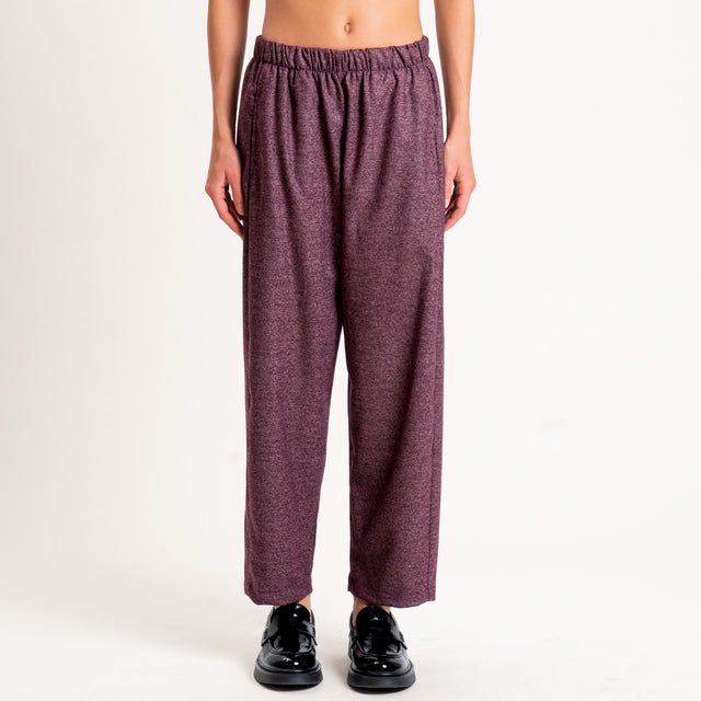 Zeroassoluto-Pantalone LIA baggy elastico in vita - vino melange