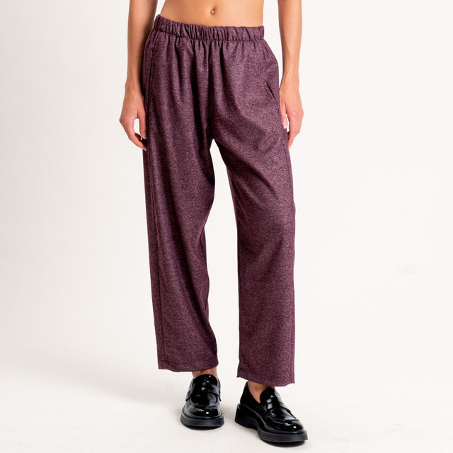 Zeroassoluto-Pantalone LIA baggy elastico in vita - vino melange