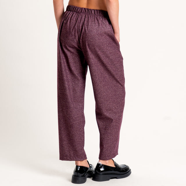 Zeroassoluto-Pantalone LIA baggy elastico in vita - vino melange