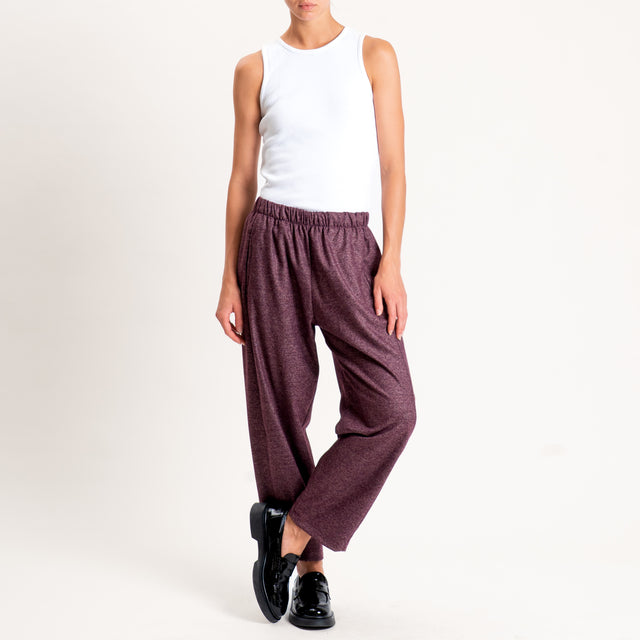 Zeroassoluto-Pantalone LIA baggy elastico in vita - vino melange