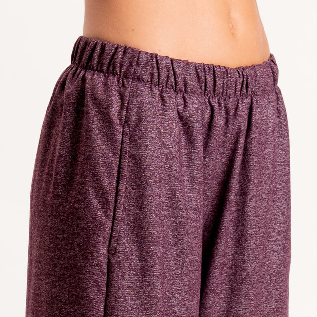 Zeroassoluto-Pantalone LIA baggy elastico in vita - vino melange