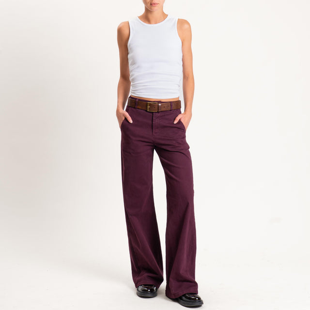 Zeroassoluto-Pantalone LILLY palazzo - burgundy