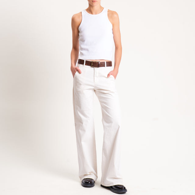 Zeroassoluto-Pantalone LILLY palazzo cotone elasticizzato - burro