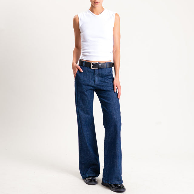 Zeroassoluto-Pantalone LILLY palazzo tela jeans elasticizzata - denim