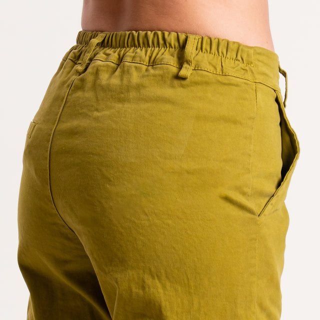 Zeroassoluto-Pantalone LILLY palazzo cotone elasticizzato - olio