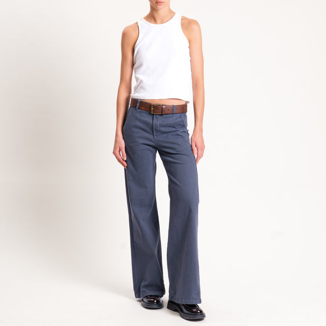 Zeroassoluto-Pantalone LILLY palazzo cotone elasticizzato - piombo