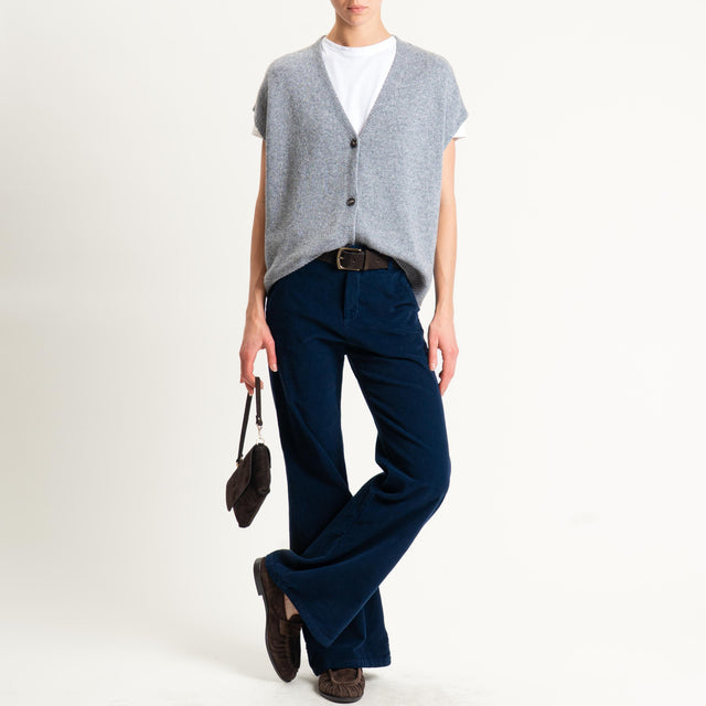 Zeroassoluto-Pantalone LILLY velluto millerighe - blu