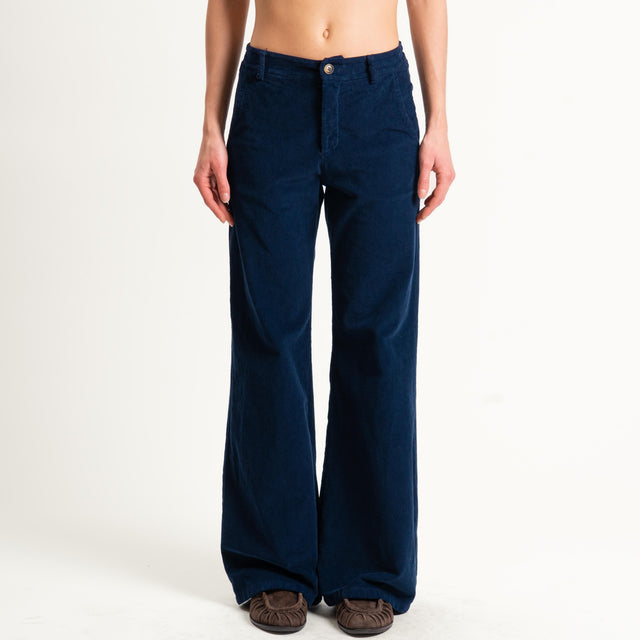 Zeroassoluto-Pantalone LILLY velluto millerighe - blu