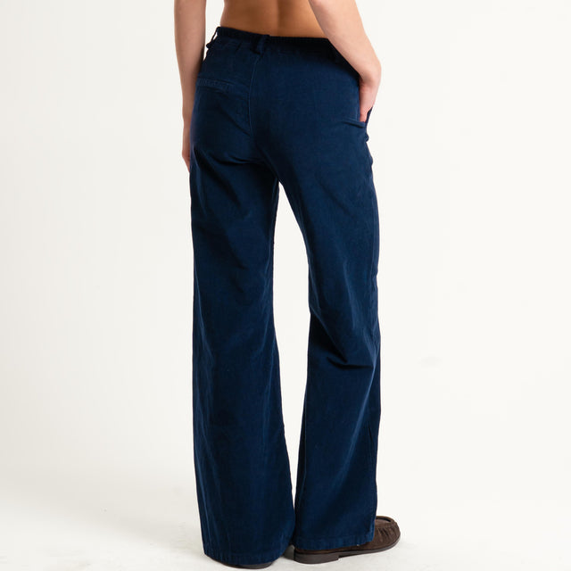 Zeroassoluto-Pantalone LILLY velluto millerighe - blu