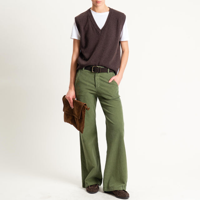 Zeroassoluto-Pantalone LILLY velluto millerighe - oliva