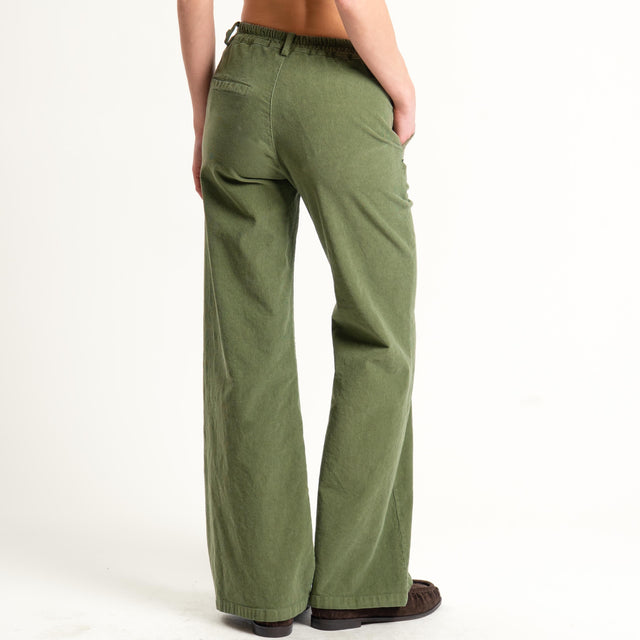 Zeroassoluto-Pantalone LILLY velluto millerighe - oliva