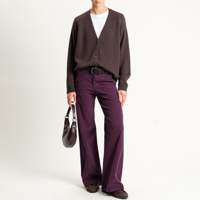 Zeroassoluto-Pantalone LILLY velluto millerighe - burgundy