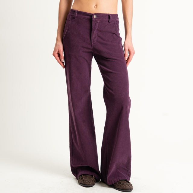Zeroassoluto-Pantalone LILLY velluto millerighe - burgundy