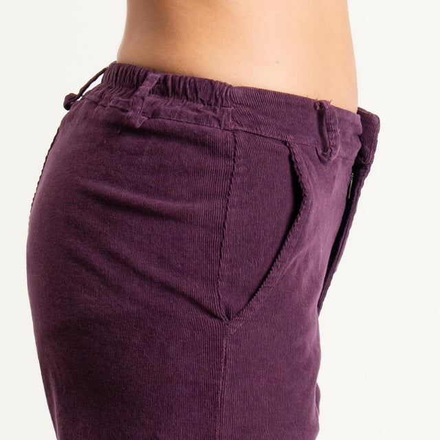 Zeroassoluto-Pantalone LILLY velluto millerighe - burgundy