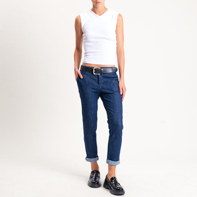 Zeroassoluto-Pantalone LOIS chino tela jeans elasticizzata - denim