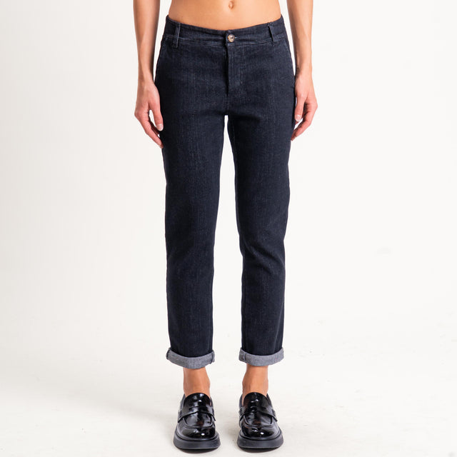 Zeroassoluto-Pantalone LOIS chino tela jeans elasticizzata - denim nero