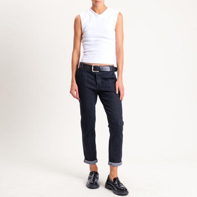 Zeroassoluto-Pantalone LOIS chino tela jeans elasticizzata - denim nero