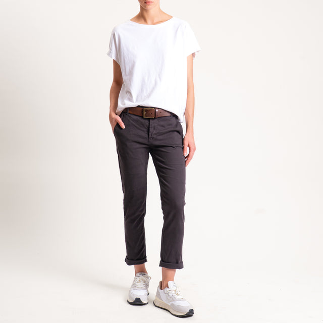 Zeroassoluto-Pantalone LOIS chino cotone elasticizzato - moro