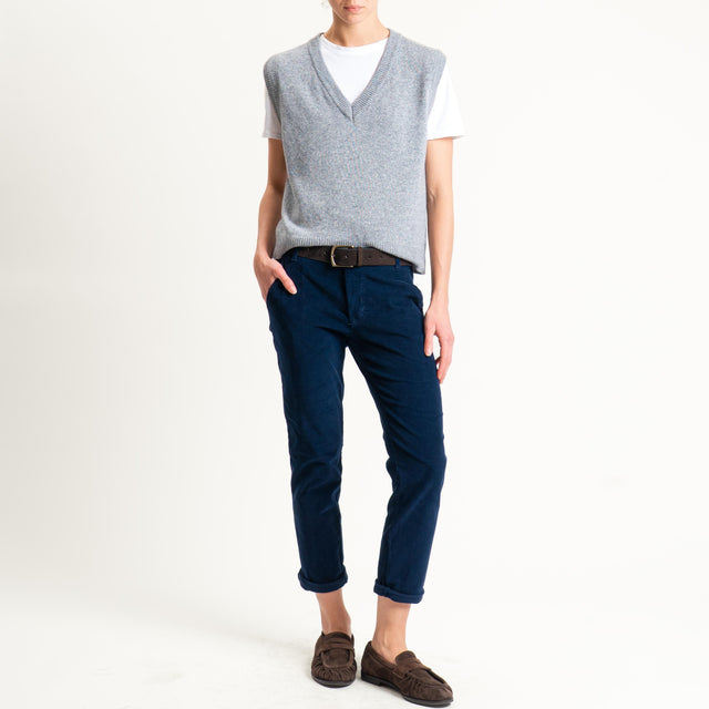 Zeroassoluto-Pantalone LOIS chino velluto millerighe - blu