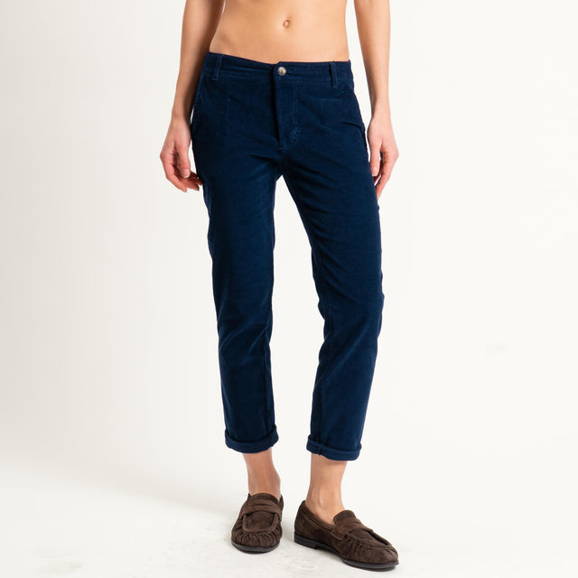 Zeroassoluto-Pantalone LOIS chino velluto millerighe - blu