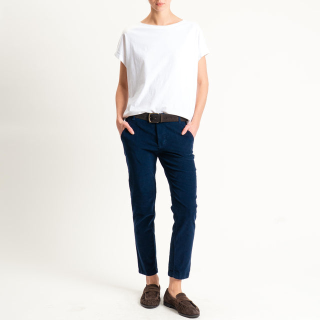 Zeroassoluto-Pantalone LOIS chino velluto millerighe - blu