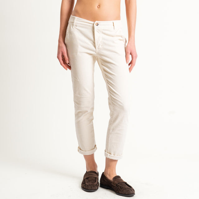 Zeroassoluto-Pantalone LOIS chino velluto millerighe - burro