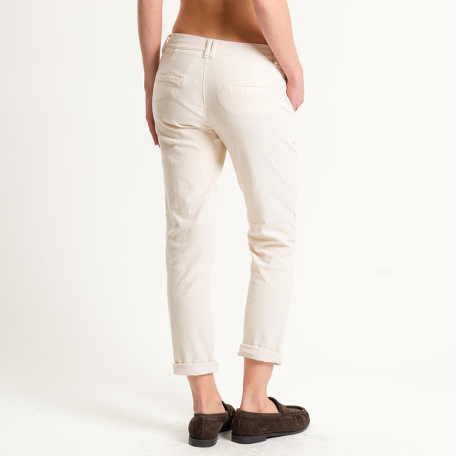 Zeroassoluto-Pantalone LOIS chino velluto millerighe - burro
