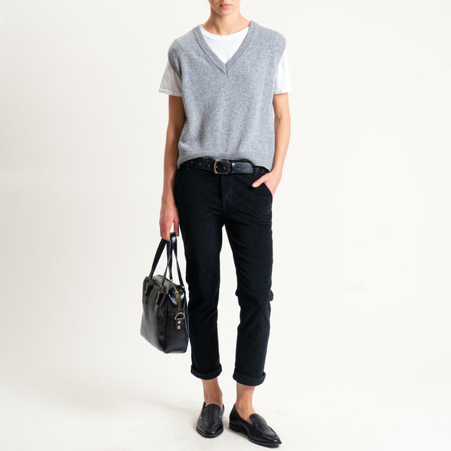 Zeroassoluto-Pantalone LOIS chino velluto millerighe - nero