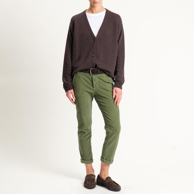 Zeroassoluto-Pantalone LOIS chino velluto millerighe - oliva