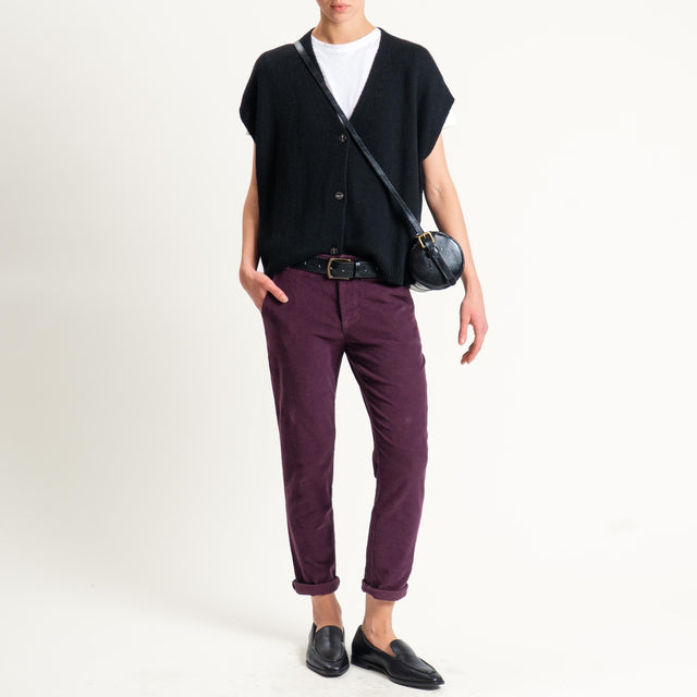 Zeroassoluto-Pantalone LOIS chino velluto millerighe - burgundy