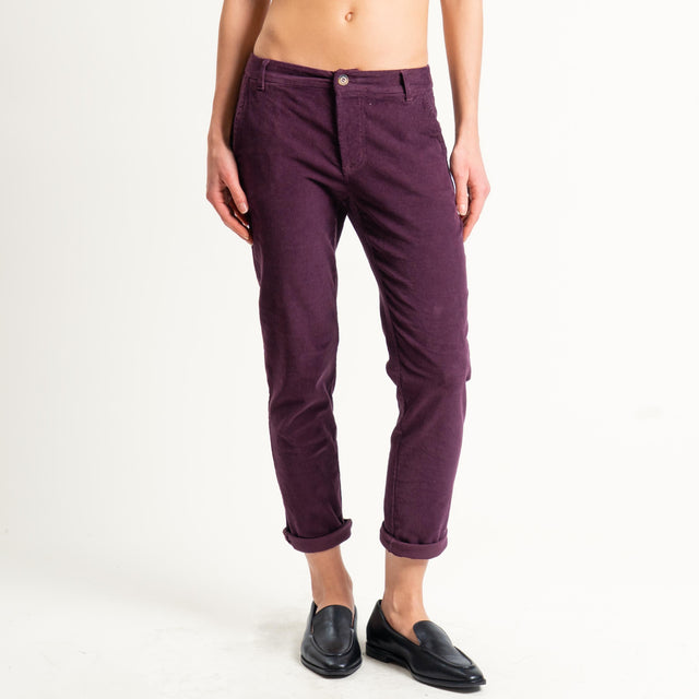 Zeroassoluto-Pantalone LOIS chino velluto millerighe - burgundy