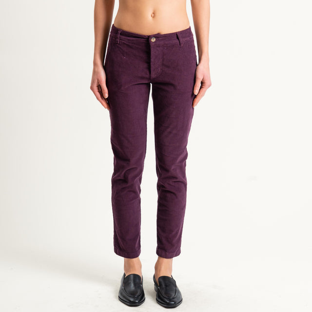 Zeroassoluto-Pantalone LOIS chino velluto millerighe - burgundy