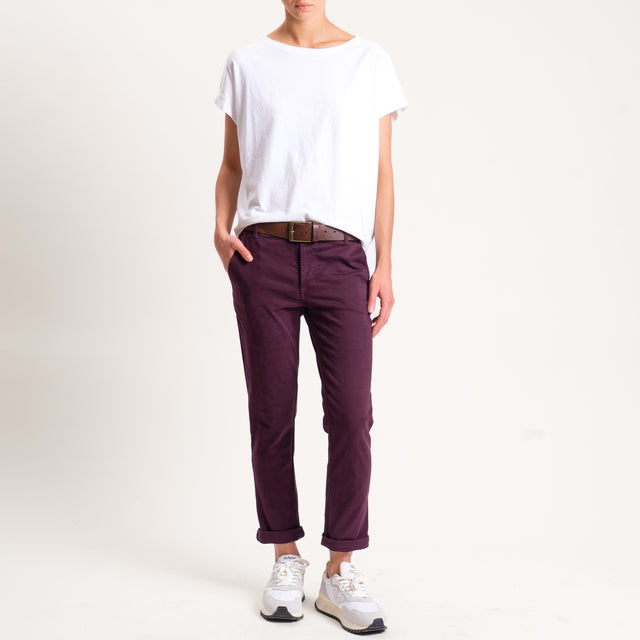 Zeroassoluto-Pantalone LOIS chino cotone elasticizzato - burgundy