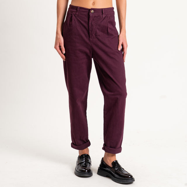 Zeroassoluto-Pantalone LOLA elastico dietro - burgundy
