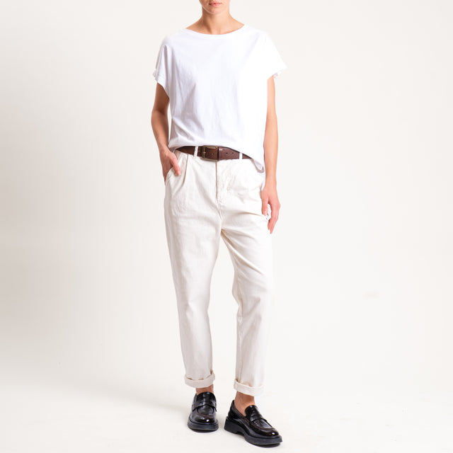 Zeroassoluto-Pantalone LOLA elastico dietro cotone elasticizzato - burro