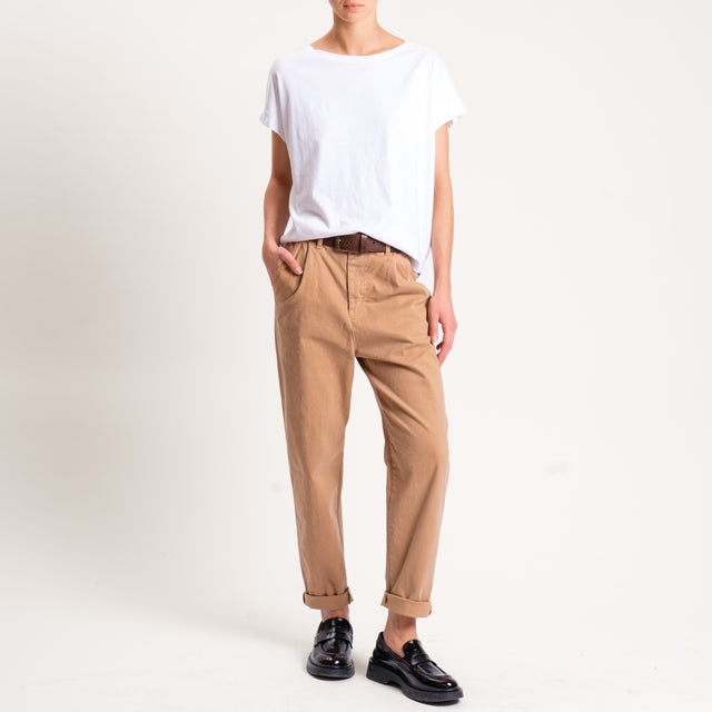 Zeroassoluto-Pantalone LOLA elastico dietro cotone elasticizzato - camel