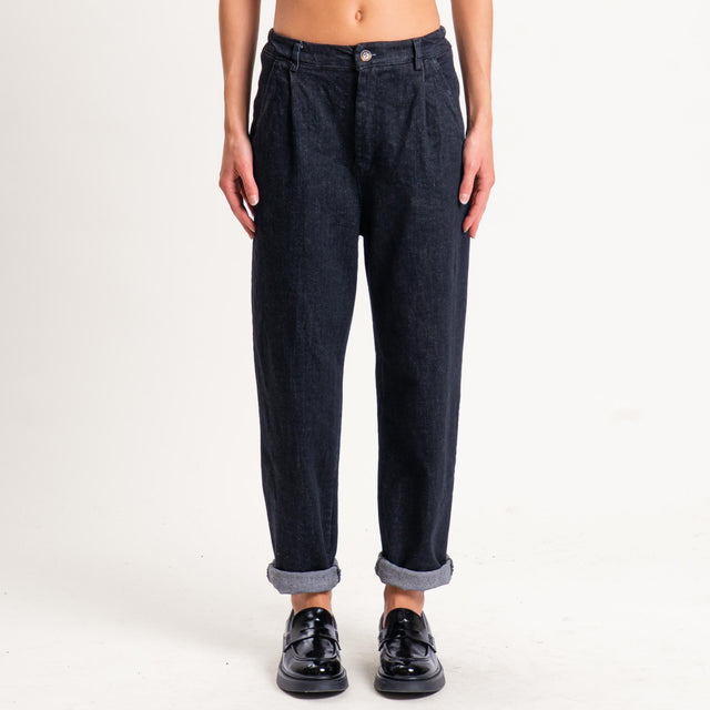 Zeroassoluto-Pantalone LOLA boyfriend tela jeans elasticizzata - denim nero