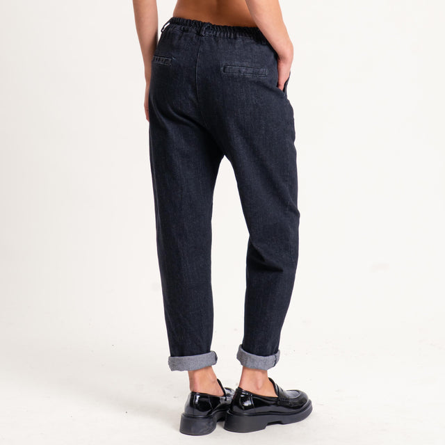 Zeroassoluto-Pantalone LOLA boyfriend tela jeans elasticizzata - denim nero