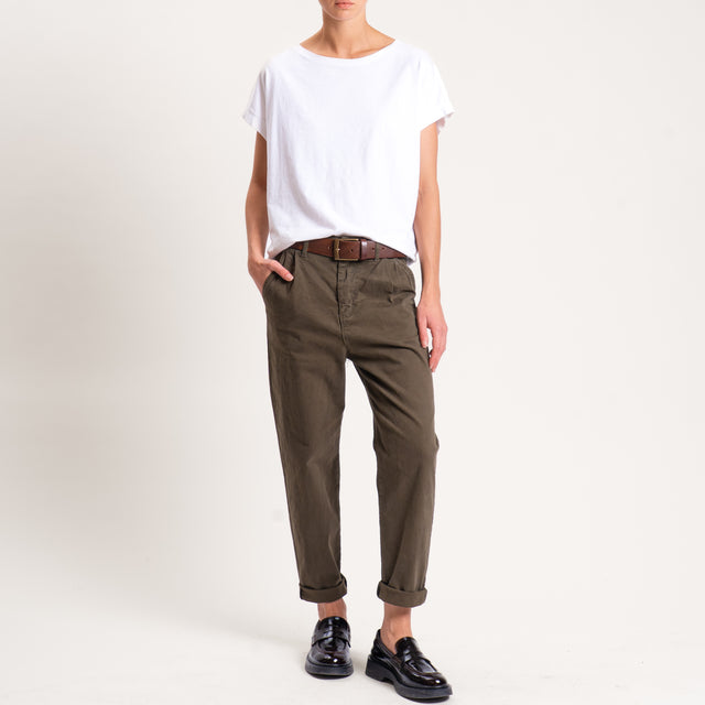Zeroassoluto-Pantalone LOLA elastico dietro cotone elasticizzato - militare